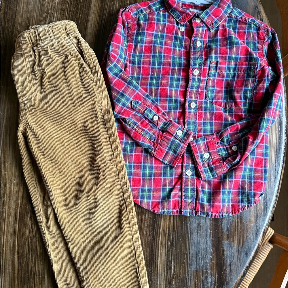 Tea Collection Red Plaid Button Down Shirt